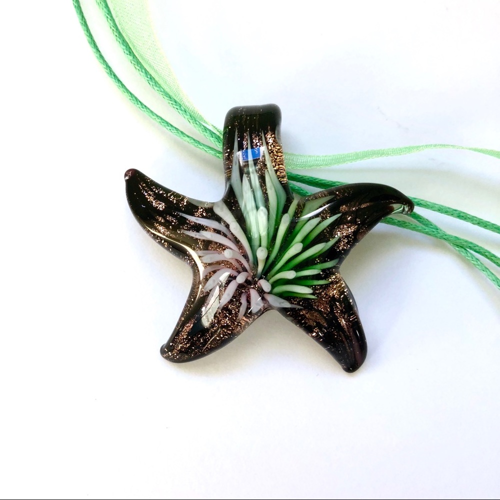 Blown glass star necklace